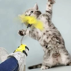 Nouveau 🤩 Totalcadeau Plumes à agiter jouet pour chat à fixer à une chaussure bleu 😍 -Promos Chat Boutique 3664996339093 5