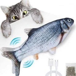 Vente flash 🔥 Jeu pour chat Magic Fish - Venteo - Adulte - Gris - Jouet éducatif, rechargeable par câble USB 🎉