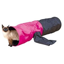 De gros ⌛ Trixie Tunnel de jeu ø 30 × 115 cm pour chat et chiot coloris noir et rose 👏