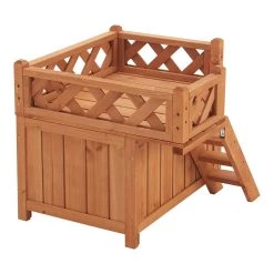Vente flash 🧨 Maison pour chat Pürstein à deux niveaux en sapin 45,7 x 50,8 x 50,3 cm [en.casa] ⌛ -Promos Chat Boutique 4059438622991 5