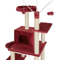 Sortie 🎉 Tectake Arbre à chat LILOU 165 cm - rouge bordeaux 🛒 -Promos Chat Boutique 4061173017345 6