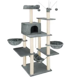 Coupon 🔥 Tectake Arbre à chat LILOU 165 cm - gris foncé 🎉