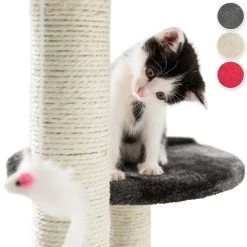Bon marché 👏 Tectake Arbre à chat 71 cm TOMMY, Griffoir, Grattoir, Tronc - gris/blanc 🤩 -Promos Chat Boutique 4260182872437 3