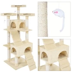 Bon marché 😍 Tectake Arbre à chat BARNEY 170 cm - beige 🥰 -Promos Chat Boutique 4260182878699 3