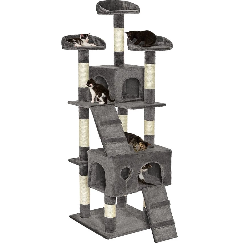 Sortie 🛒 Tectake Arbre à chat MOGLI 170 cm - gris ✨ 2 Sortie 🛒 Tectake Arbre à chat MOGLI 170 cm - gris ✨ – Image 2