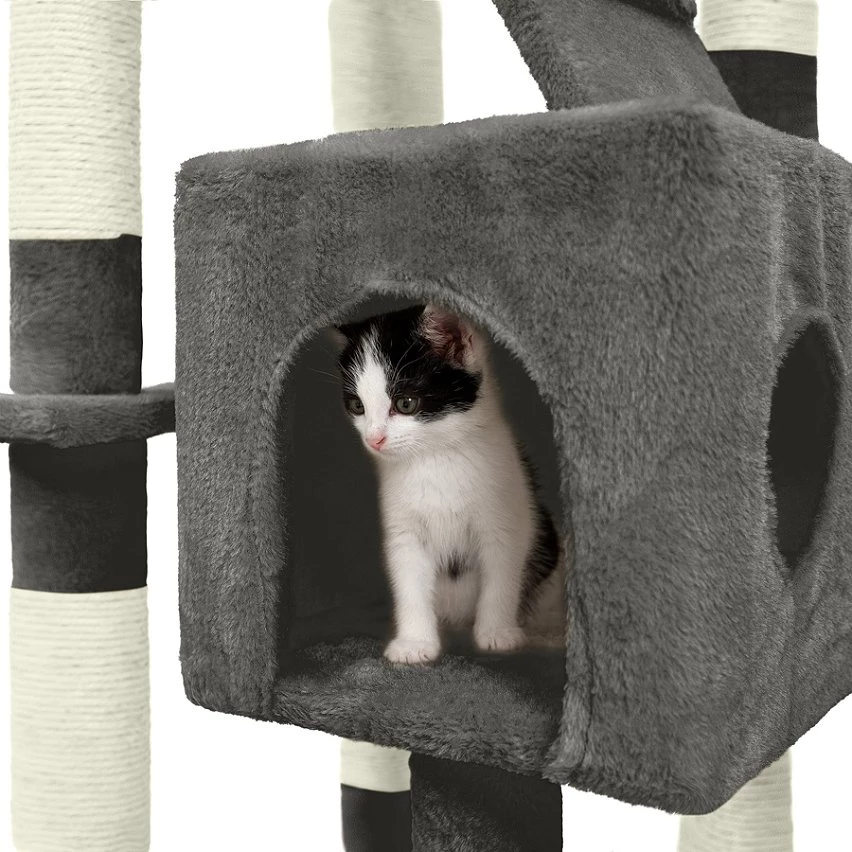 Sortie 🛒 Tectake Arbre à chat MOGLI 170 cm - gris ✨ 4 Sortie 🛒 Tectake Arbre à chat MOGLI 170 cm - gris ✨ – Image 4