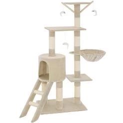 Coupon 🤩 Tectake Arbre à chat DOMINIQUE 142 cm - beige 🔔