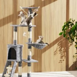 Coupon 🤩 Tectake Arbre à chat DOMINIQUE 142 cm - beige 🔔 -Promos Chat Boutique 4260397656402 3