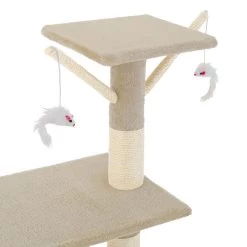 Coupon 🤩 Tectake Arbre à chat DOMINIQUE 142 cm - beige 🔔 -Promos Chat Boutique 4260397656402 4