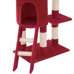 Acheter ⌛ Tectake Arbre à chat DOMINIQUE 142 cm - rouge bordeaux ✨ -Promos Chat Boutique 4260397656426 5