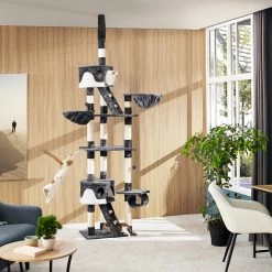 Top 10 ⭐ Tectake Arbre à chat HANSI 260 cm - noir/blanc ⌛ -Promos Chat Boutique 4260435991397 2