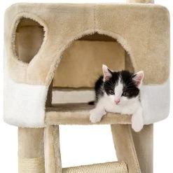 Bon marché 👍 Tectake Arbre à chat HANSI 260 cm - beige/blanc 🔔 -Promos Chat Boutique 4260435991403 4