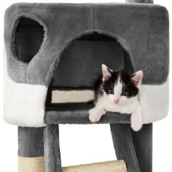 Sortie ❤️ Tectake Arbre à chat HANSI 260 cm - gris/blanc 🎉 -Promos Chat Boutique 4260435991410 4