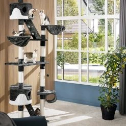 Meilleur prix 😉 Tectake Arbre à chat HANSI 260 cm - gris ❤️ -Promos Chat Boutique 4260435991427 3 1