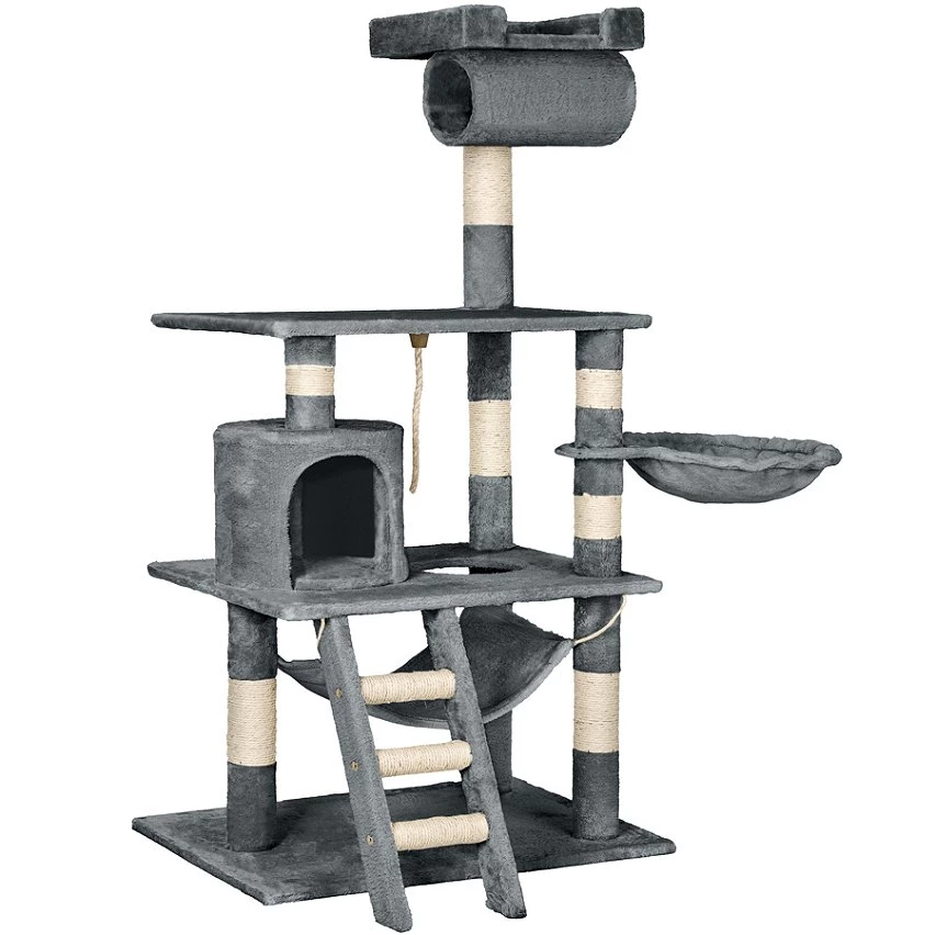 Promo 🎁 Tectake Arbre à Chat STOKELEY 141 cm - gris 👍 2 Promo 🎁 Tectake Arbre à Chat STOKELEY 141 cm - gris 👍 – Image 2