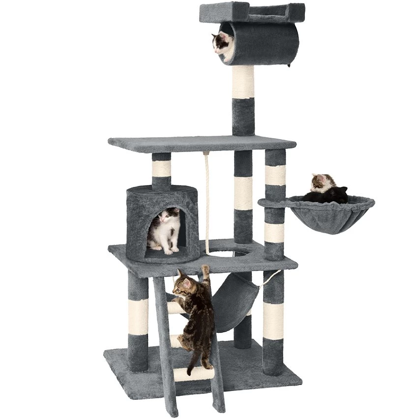 Promo 🎁 Tectake Arbre à Chat STOKELEY 141 cm - gris 👍 3 Promo 🎁 Tectake Arbre à Chat STOKELEY 141 cm - gris 👍 – Image 3