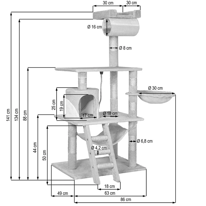 Promo 🎁 Tectake Arbre à Chat STOKELEY 141 cm - gris 👍 6 Promo 🎁 Tectake Arbre à Chat STOKELEY 141 cm - gris 👍 – Image 6