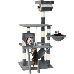 Coupon 😉 Tectake Arbre à Chat STOKELEY 141 cm - gris/blanc 🎉 -Promos Chat Boutique 4260473664659 3