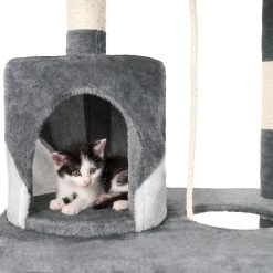 Coupon 😉 Tectake Arbre à Chat STOKELEY 141 cm - gris/blanc 🎉 -Promos Chat Boutique 4260473664659 5