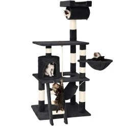 Bon marché 😍 Tectake Arbre à Chat STOKELEY 141 cm - noir 🔥 -Promos Chat Boutique 4260473664666 3