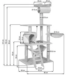 Bon marché 😍 Tectake Arbre à Chat STOKELEY 141 cm - noir 🔥 -Promos Chat Boutique 4260473664666 6