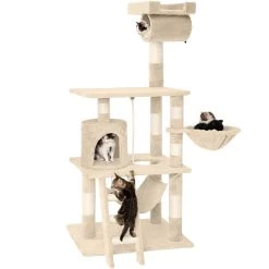 Coupon 🧨 Tectake Arbre à Chat STOKELEY 141 cm - beige 🎉 -Promos Chat Boutique 4260473664680 3