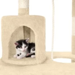 Coupon 🧨 Tectake Arbre à Chat STOKELEY 141 cm - beige 🎉 -Promos Chat Boutique 4260473664680 5