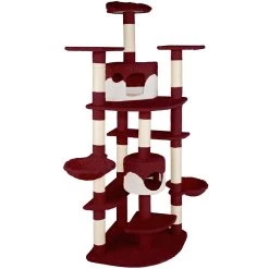 Budget 🛒 Tectake Arbre à Chat FIPPI 201 cm - blanc/rouge bordeaux 🌟 -Promos Chat Boutique 4260473664765 2