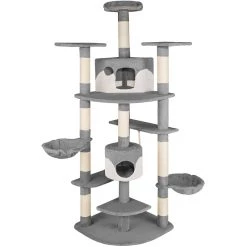 Top 10 ⌛ Tectake Arbre à Chat NELLY 204 cm - gris/blanc ✔️