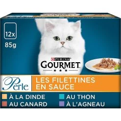 De gros ✔️ Secret de Gourmet GOURMET Les Filettines Patée pour chat Adulte Dinde, Canard, Agneau, Thon 12x85g - PACK de 6 😀