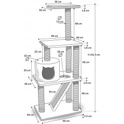 Promo 🎁 Flamingo Arbre a chat FORZA gris 60 x 40 x 151.5 cm de hauteur 🔔 -Promos Chat Boutique 5400585149661 3