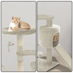 Grosses soldes ✨ VOUNOT Arbre à Chat 112cm avec Griffoir Plateforme Niche L Beige 🛒 -Promos Chat Boutique 6973424410431 7