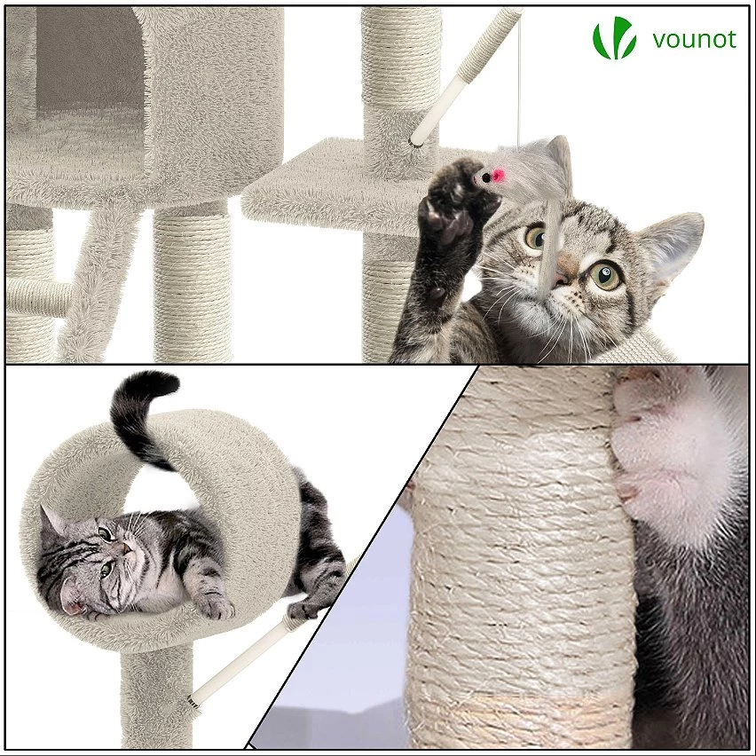 Meilleure affaire 🥰 VOUNOT Arbre à Chat 154cm avec Griffoir Plateforme Niche XXL Beige 😀 3 Meilleure affaire 🥰 VOUNOT Arbre à Chat 154cm avec Griffoir Plateforme Niche XXL Beige 😀 – Image 3