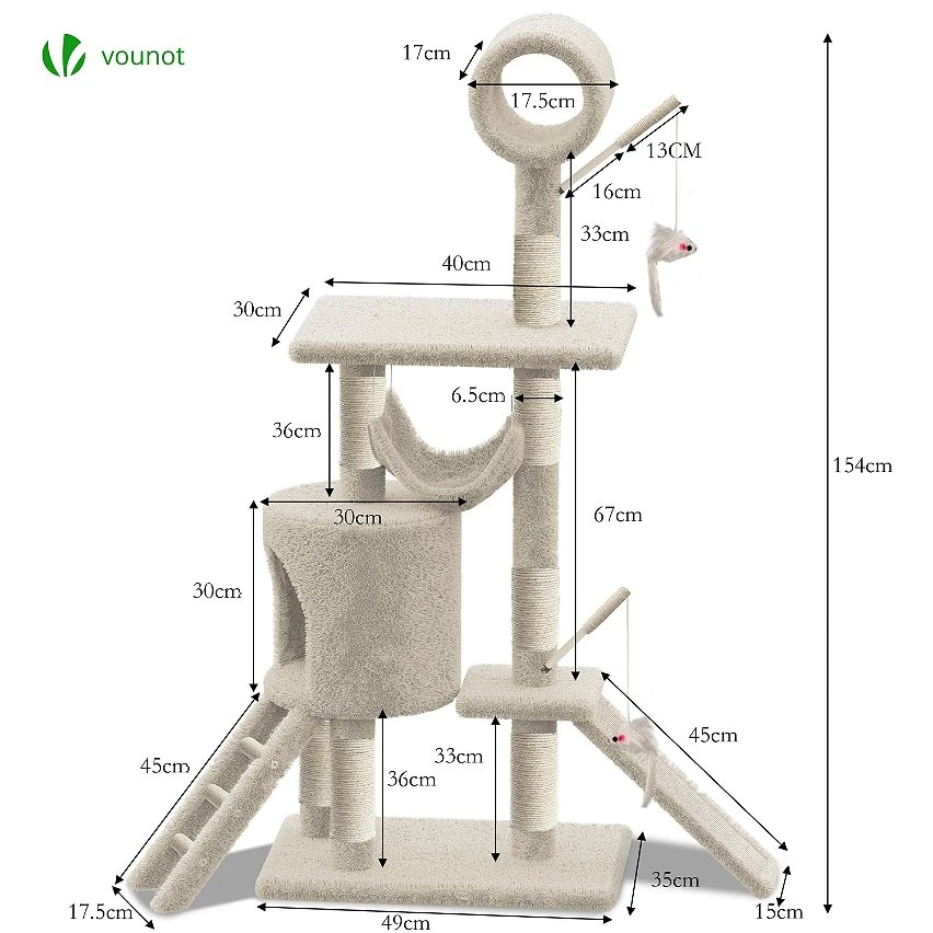 Meilleure affaire 🥰 VOUNOT Arbre à Chat 154cm avec Griffoir Plateforme Niche XXL Beige 😀 4 Meilleure affaire 🥰 VOUNOT Arbre à Chat 154cm avec Griffoir Plateforme Niche XXL Beige 😀 – Image 4