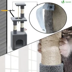 Le moins cher 👏 VOUNOT Arbre à Chat 88cm avec Corde Griffoir Plateforme Niche Gris ✨ -Promos Chat Boutique 6973424411469 6