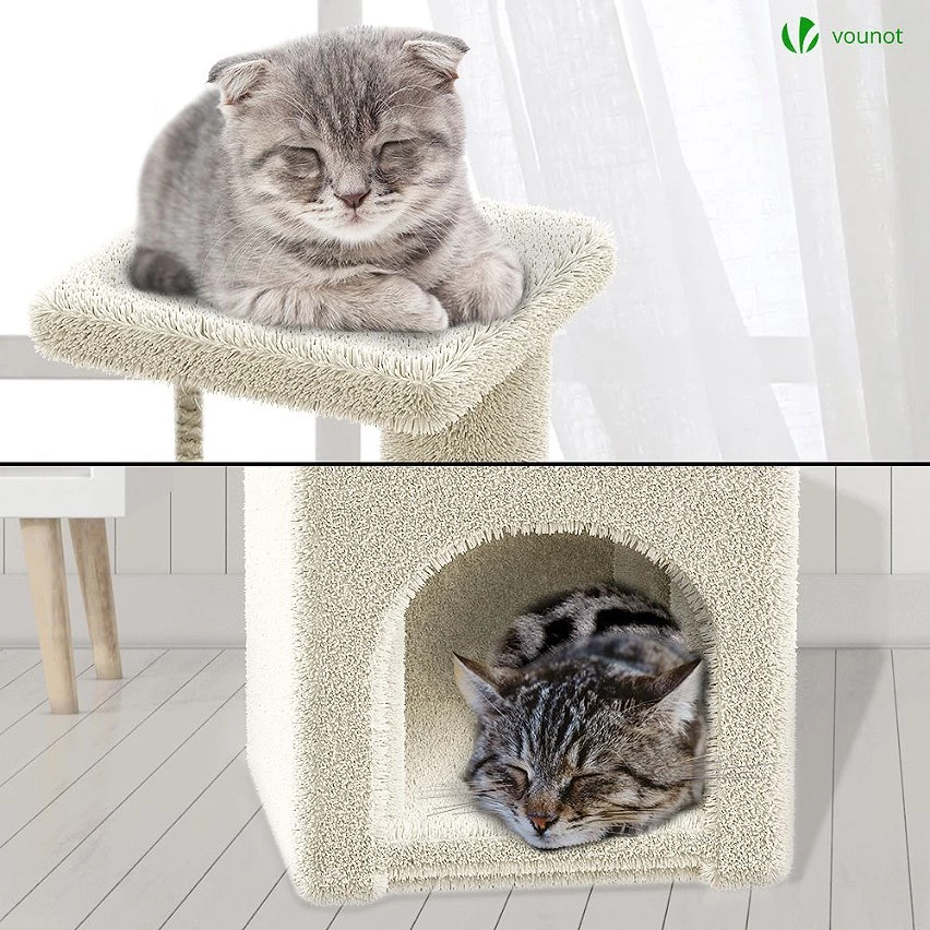 Grosses soldes ⭐ VOUNOT Arbre à Chat 88cm avec Corde Griffoir Plateforme Niche Beige ⭐ 4 Grosses soldes ⭐ VOUNOT Arbre à Chat 88cm avec Corde Griffoir Plateforme Niche Beige ⭐ – Image 4