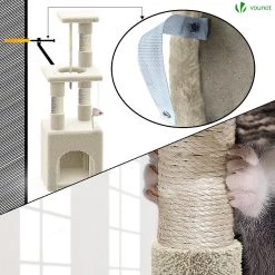 Grosses soldes ⭐ VOUNOT Arbre à Chat 88cm avec Corde Griffoir Plateforme Niche Beige ⭐ 12 Grosses soldes ⭐ VOUNOT Arbre à Chat 88cm avec Corde Griffoir Plateforme Niche Beige ⭐ -Promos Chat Boutique 6973424411476 6