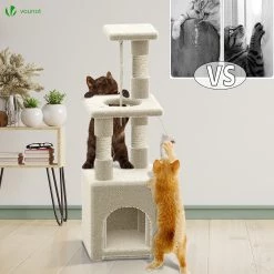 Grosses soldes ⭐ VOUNOT Arbre à Chat 88cm avec Corde Griffoir Plateforme Niche Beige ⭐ 13 Grosses soldes ⭐ VOUNOT Arbre à Chat 88cm avec Corde Griffoir Plateforme Niche Beige ⭐ -Promos Chat Boutique 6973424411476 7