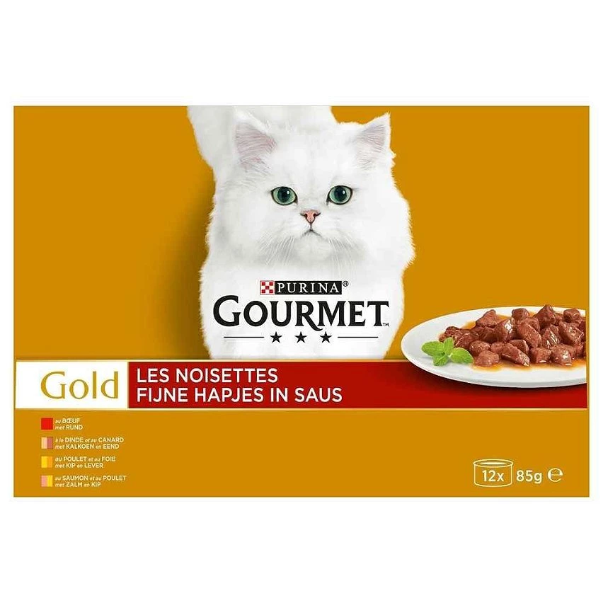 Meilleure vente 🌟 Secret de Gourmet Gourmet Les Noisettes Patée pour chat Bœuf, Poulet-Foie, Dinde-Canard, Saumon-Poulet 12x85g 👏 1 Meilleure vente 🌟 Secret de Gourmet Gourmet Les Noisettes Patée pour chat Bœuf, Poulet-Foie, Dinde-Canard, Saumon-Poulet 12x85g 👏