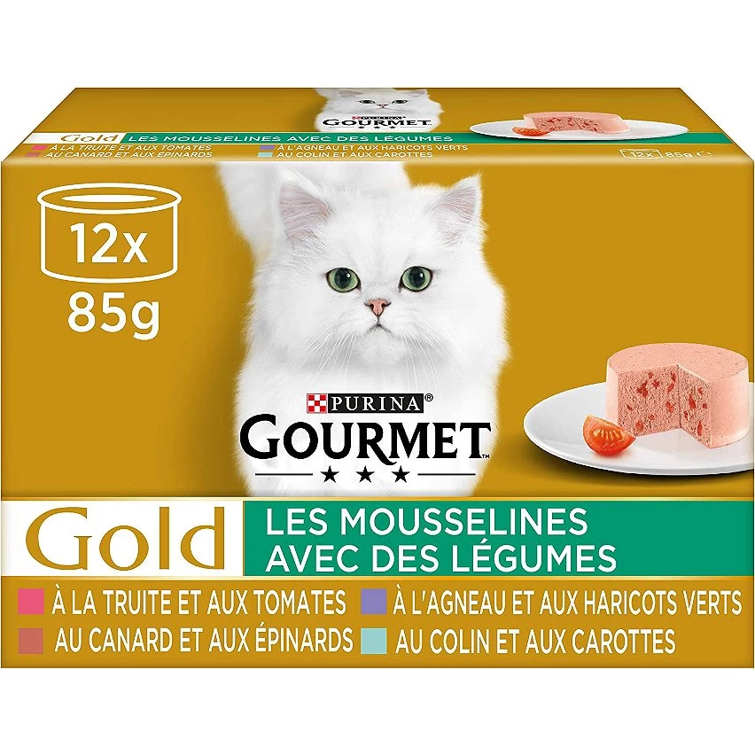 Meilleure vente ⭐ Secret de Gourmet Gourmet Les Mousselines - Patee chat adulte Agneau, Canard, Truite, Colin, légumes - Pack de 8 - 12 boites de 85gr ⭐ 1 Meilleure vente ⭐ Secret de Gourmet Gourmet Les Mousselines - Patee chat adulte Agneau, Canard, Truite, Colin, légumes - Pack de 8 - 12 boites de 85gr ⭐