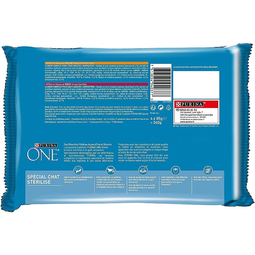 Promo 🥰 Sachets PURINA ONE Chat Stérilisé - Effilés en Sauce : Bœuf, Poulet - PACK de 12 x (4x85g) 💯 2 Promo 🥰 Sachets PURINA ONE Chat Stérilisé - Effilés en Sauce : Bœuf, Poulet - PACK de 12 x (4x85g) 💯 – Image 2