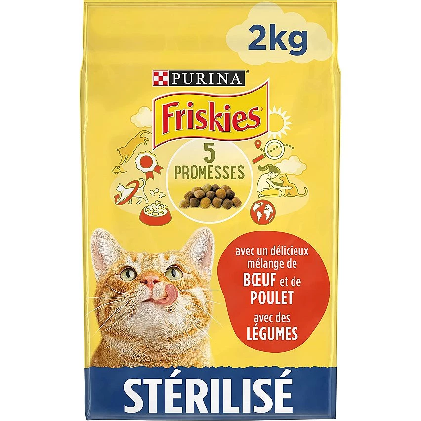 Offres ⌛ Purina Friskies Croquette FRISKIES pour Chat Stérilisé - au Bœuf et au Poulet avec des Légumes 2kg - Pack 6 💯 1 Offres ⌛ Purina Friskies Croquette FRISKIES pour Chat Stérilisé - au Bœuf et au Poulet avec des Légumes 2kg - Pack 6 💯