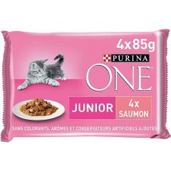 Nouveau 🧨 Sachets PURINA ONE Junior - Effilés en Sauce au Saumon - 4x85g 🧨