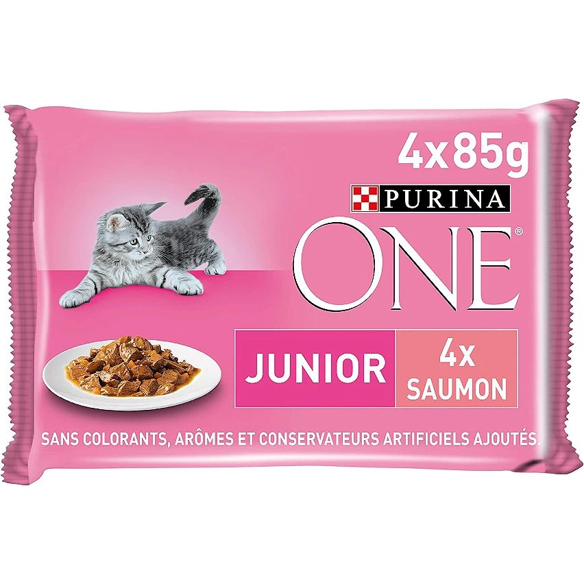Nouveau 🧨 Sachets PURINA ONE Junior - Effilés en Sauce au Saumon - 4x85g 🧨 1 Nouveau 🧨 Sachets PURINA ONE Junior - Effilés en Sauce au Saumon - 4x85g 🧨