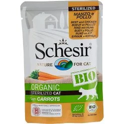 Grosses soldes 😀 Sachet Fraicheur Bio pour chat Stérilisé Schesir - Pack 16 sachets 85g 🎁