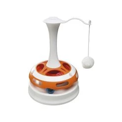 De gros ❤️ FERPLAST Jouet Tornado carroussel - H 34 cm - Blanc et orange - Pour chat 😍