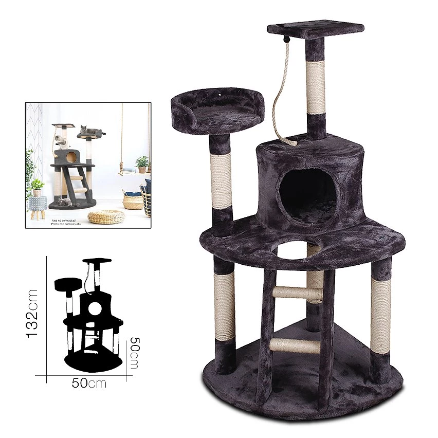 Vente flash ✔️ Urban Living Arbre à Chat avec Griffoir Plateformes pour Félins Gris 50x50xH 132 cm 🥰 2 Vente flash ✔️ Urban Living Arbre à Chat avec Griffoir Plateformes pour Félins Gris 50x50xH 132 cm 🥰 – Image 2