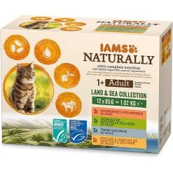 Acheter 😉 Sachets IAMS Naturally - Terre et Mer - 12 x 85g 😍