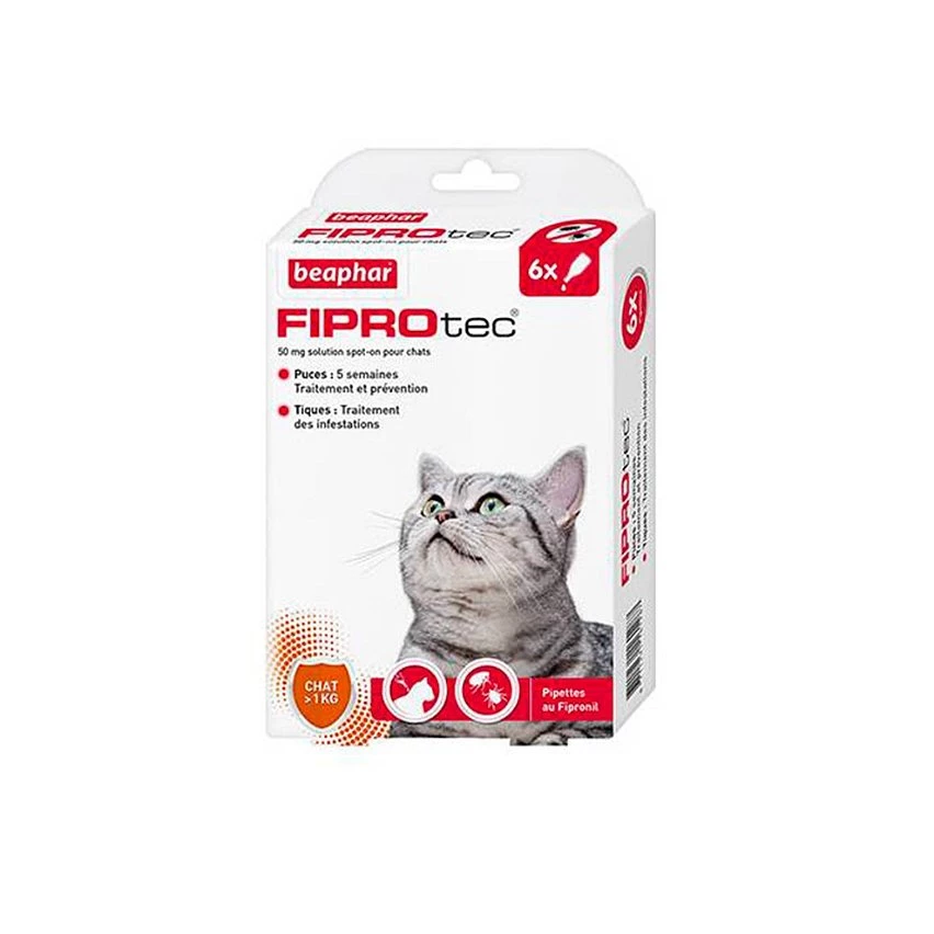 Grosses soldes 😀 Beaphar FIPROtec antiparasitaire chat : 6 pipettes 🛒 1 Grosses soldes 😀 Beaphar FIPROtec antiparasitaire chat : 6 pipettes 🛒
