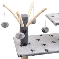 Acheter ⌛ vidaXL Arbre à chat et griffoir Sisal 125 cm Empreintes de pattes Gris 😀 -Promos Chat Boutique 8718475522829 3
